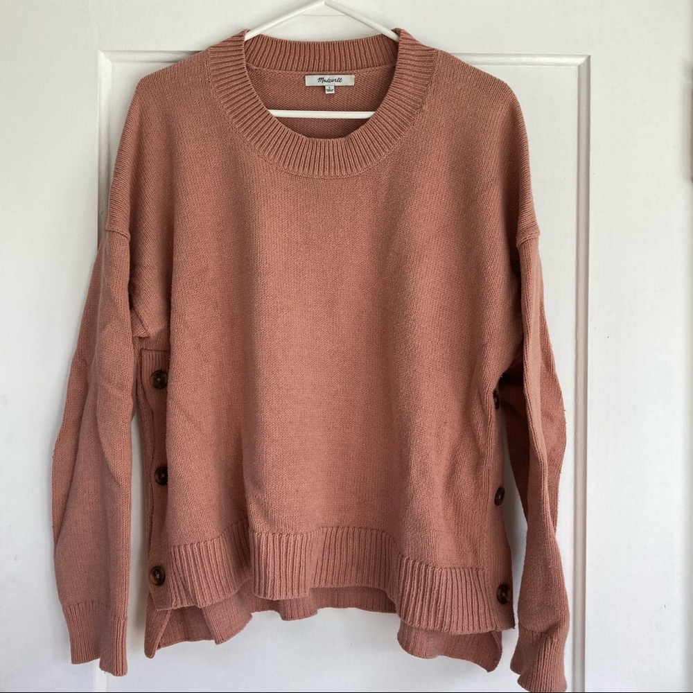 Dusty rose Madewell drop sleeve button sweater